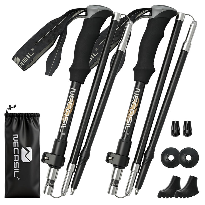Premium Carbon Wanderstöcke Ultraleicht, Verstellbare Trekkingstöcke 107-125cm mit Korkgriff &amp; Eva-V
