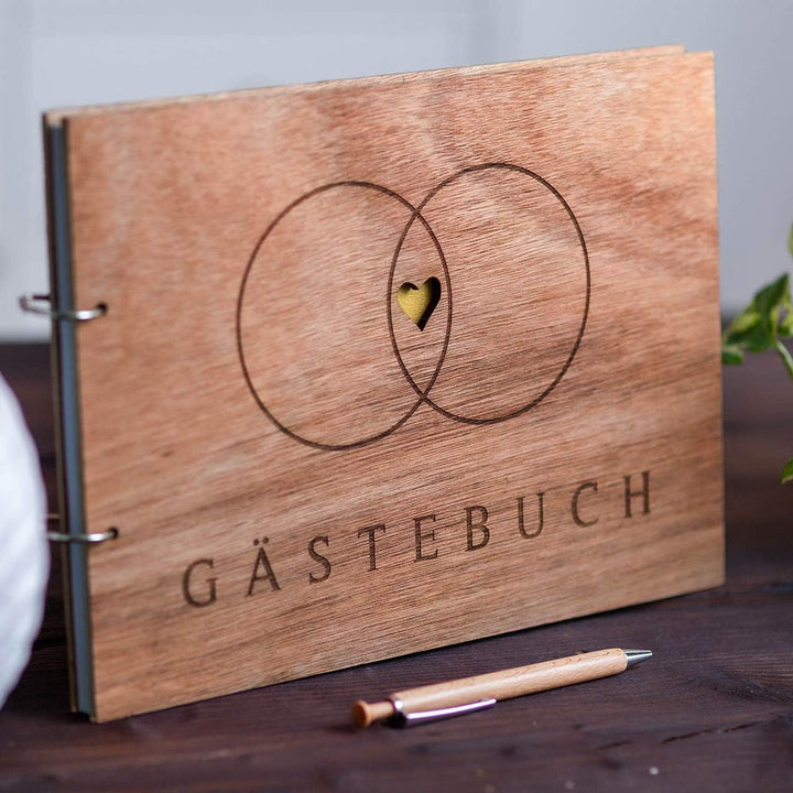 Hochzeitideal – Besonderes Gästebuch Hochzeit Alan mit 40 Seiten à 100g I Hochzeit Gästebuch aus Hol