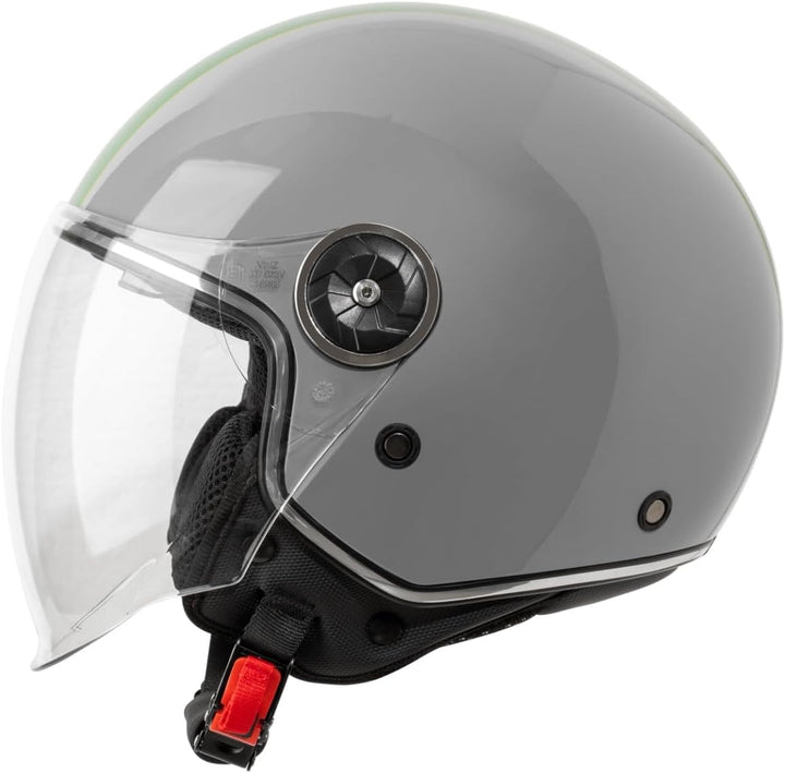 VINZ Neiva Jethelm mit Doppelvisier | Roller Helm mit Italienische Flagge & mit Sonnenblende | In Gr