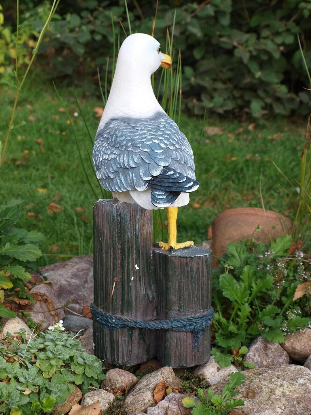 Generisch Grosse Möwe auf 3er Poller Höhe 50cm Maritime Deko Figur Gartendeko Tierfigur Gartenfigur
