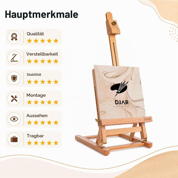 DJAR Mini-Tischstaffelei mit H-Rahmen, 63,5 cm, Staffelei aus Buchenholz, tragbar, für Malerei, Disp