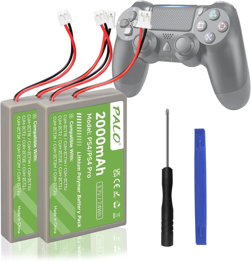 PS4 Akku 2000mAh Ersatz für Sony PS4/PS4 Pro/PS4 Slim PS4 Dualshock 4 Controller CUH-ZCT1E CUH-ZCT1H