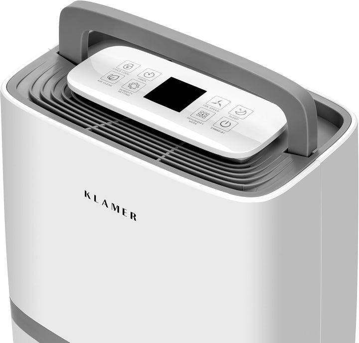 KLAMER Luftentfeuchter elektrisch 25L, 195m³ Luftumwälzung pro Stunde, 420W starker Raumentfeuchter,