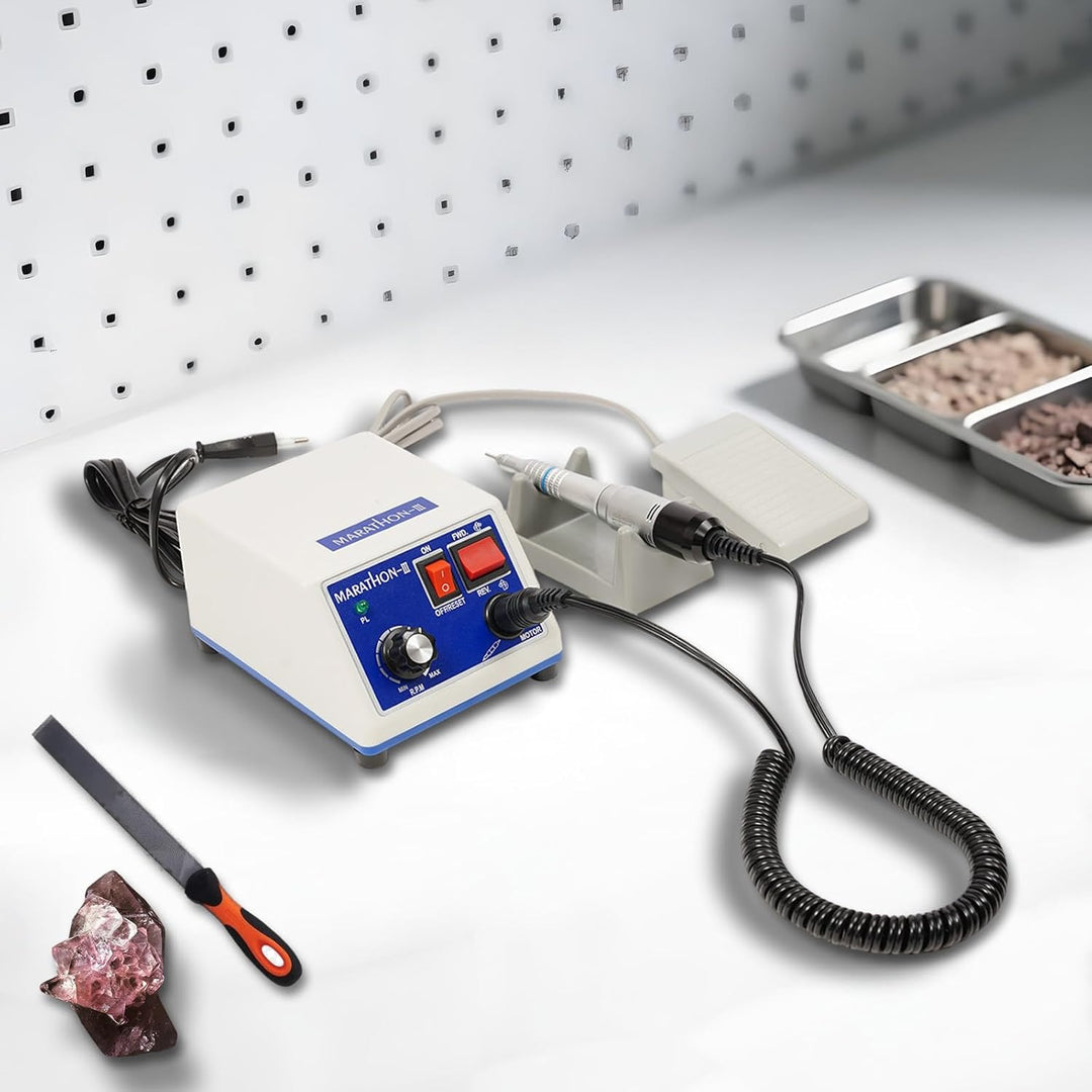 Mikromotor Fräsgerät Mit N10 Geradem & Winkelhandstück, Elektrische Bohrmaschine Für Zahnlabor Nagel