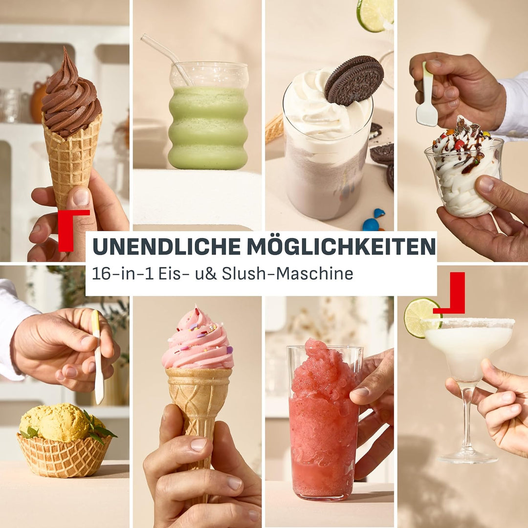 Tefal Freezi Instant Softeis- & Slushmaschine, inkl. 2 Eisbehälter, 5 Automatikprogramme, automatisc