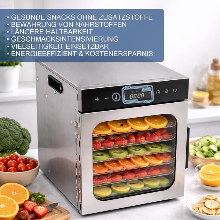 Trintion Edelstahl Dörrautomat 700W – Dörrgerät mit Edelstahlgitter, 30°-85°C, 6700 cm² Dörrfläche –