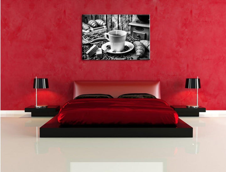Pixxprint heisser aufgebrühter Kaffee als Leinwandbild/Grösse: 100x70 / Wandbild/Kunstdruck/fertig b