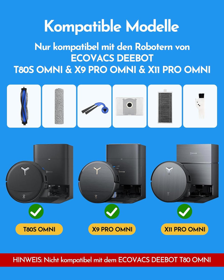 X9 Pro Omni Zubehör für ECOVACS DEEBOT X9 Pro Omni & X11 Pro Omni, 21 Stück X9 Pro Omni Ersatzteile