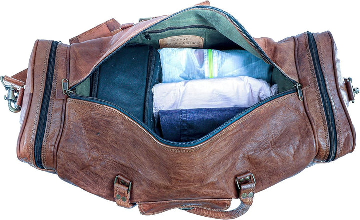 KPL 21-Zoll-Vintage-Leder-Duffel-Reise-Gym-Sport-Übernachtungs-Wochenend-Duffle-Taschen für Männer u