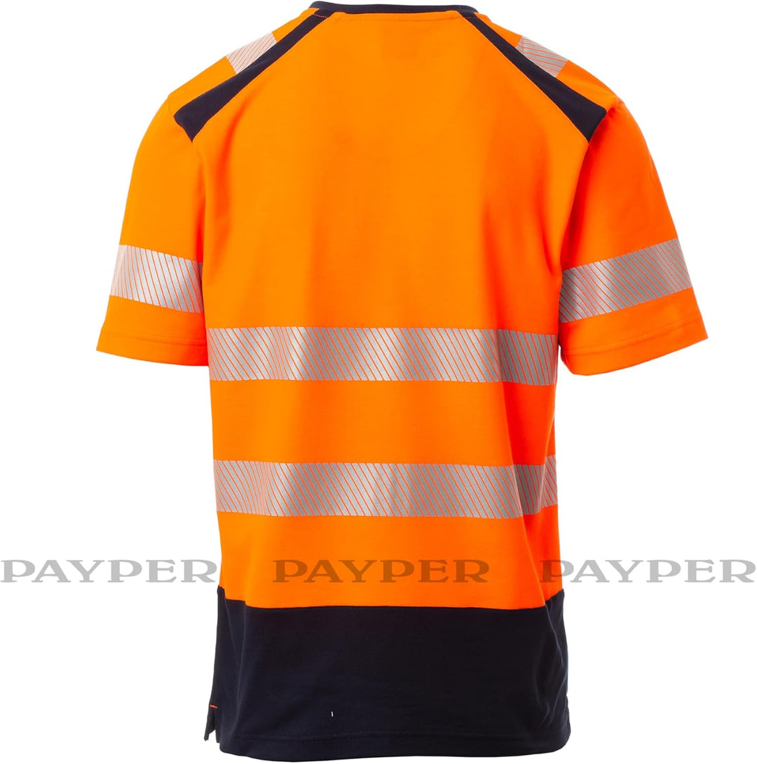 PAYPER Way Warnschutz T-Shirt Unisex 55% Baumwwolle/45% Polyester Warnorange/Blau Gr. XL