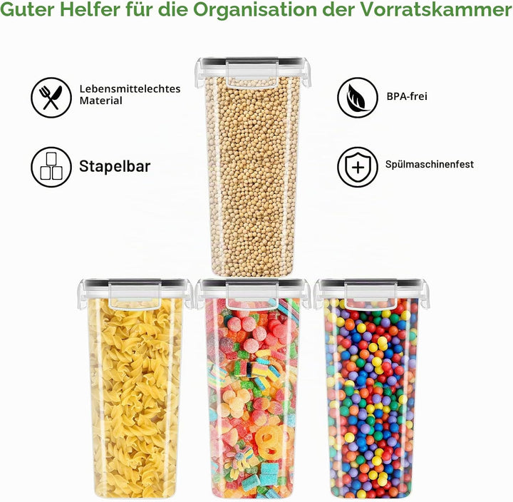 2L Grosse Vorratsdosen Satz mit 9 Müslidosen Aufbewahrungsbox Küche Luftdicht Behälter aus Plastik M