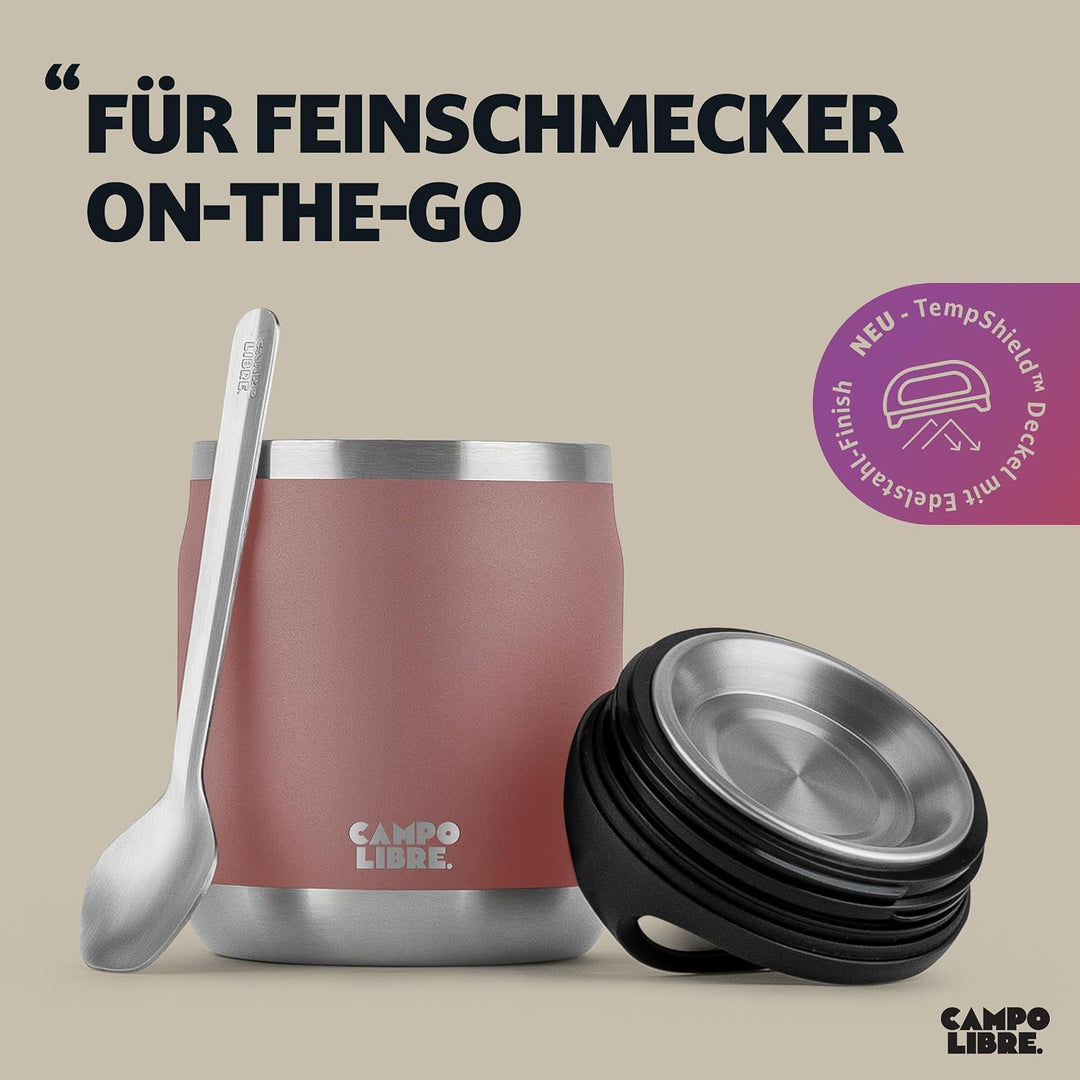 Campo Libre.® Lotta, Thermobehälter für Essen, Edelstahl Thermobecher Essen mit Löffel, Warmhaltebeh
