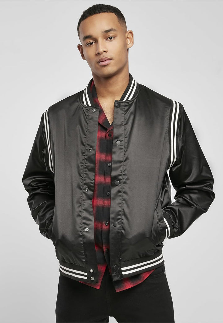 Urban Classics Herren Jacke Satin College Jacket, Varsity Jacke, glänzendes Material, für Männer, in