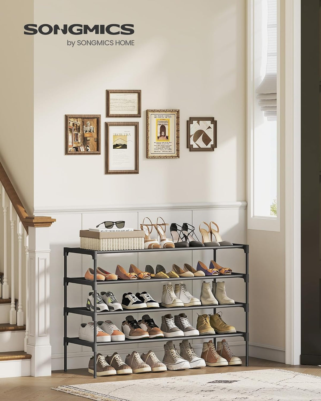 SONGMICS Schuhregal 4 Ebenen, Schuhablage, Schuhaufbewahrung, Eingangsbereich, Flur, platzsparend, 2
