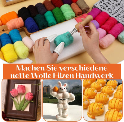 KAMAIKA Nadelfilz Set, Filzwolle Trockenfilzen Set mit 40 Farben Filzwolle Märchenwolle, 3 Grössen F