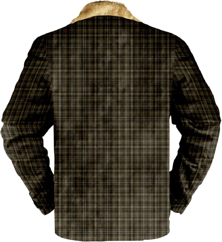 Gefütterte Jacke Herren Kariertes Druck Fleecefutter Übergangsjacke Mit Taschen Winterjacke Mit Reis