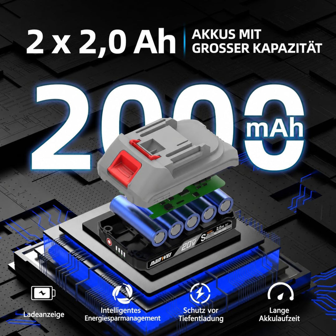 NANWEI 3-Zoll-Akku-Winkelschleifer für Makita 18-V-Akku, 76 mm kompakter und leichter Schleifer, 0–1