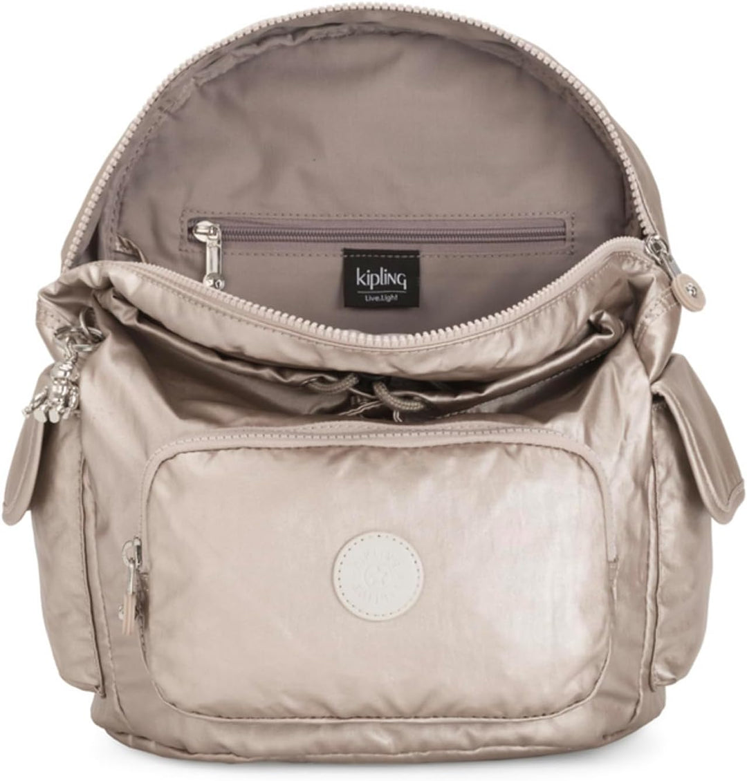 Kipling Damen City Pack Rucksack, Silber (Metallic Glow), 27x33.5x19 cm (B x H T) EU Einheitsgrösse