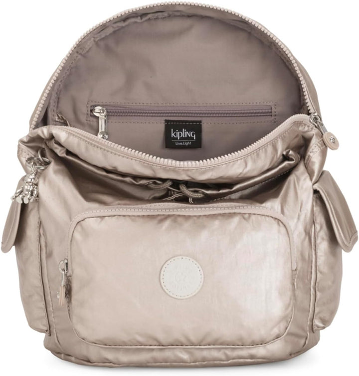 Kipling Damen City Pack Rucksack, Silber (Metallic Glow), 27x33.5x19 cm (B x H T) EU Einheitsgrösse