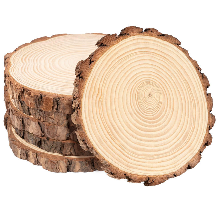 6er Set Baumscheiben 20 cm, Runde Holzscheibe 2cm Dick, Holzscheiben zum Basteln 20 cm(ca. 20-22cm),