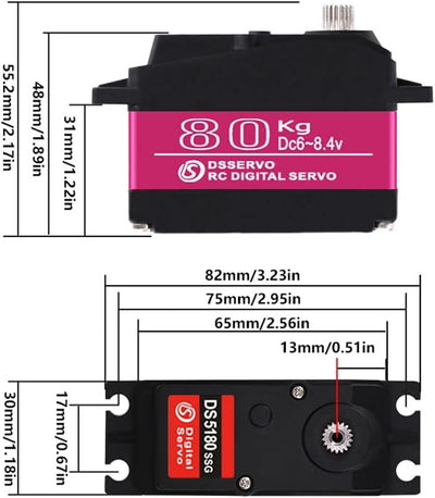 ANNIMOS 80KG 1/5 Scale Motor Servo HV 18T Steel Gear Large Torque for Redcat HPI Baja 5B SS RC Car C