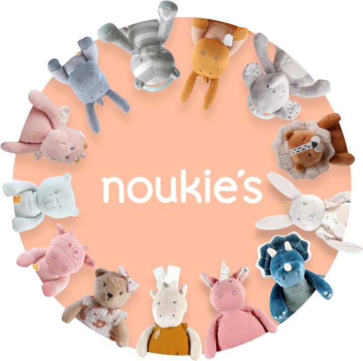 Noukie's - Mini Kuscheltier mit Musik Babou - Noukie‘s Schmusetuch aus Veloudoux + Holzring - Musika