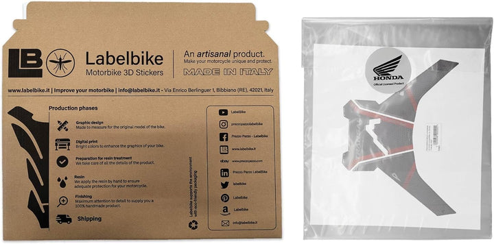 labelbike - Tankpad Aufkleber aus 3D-Harz Dekoration und Schutz des Motorradtanks kompatibel mit Hon