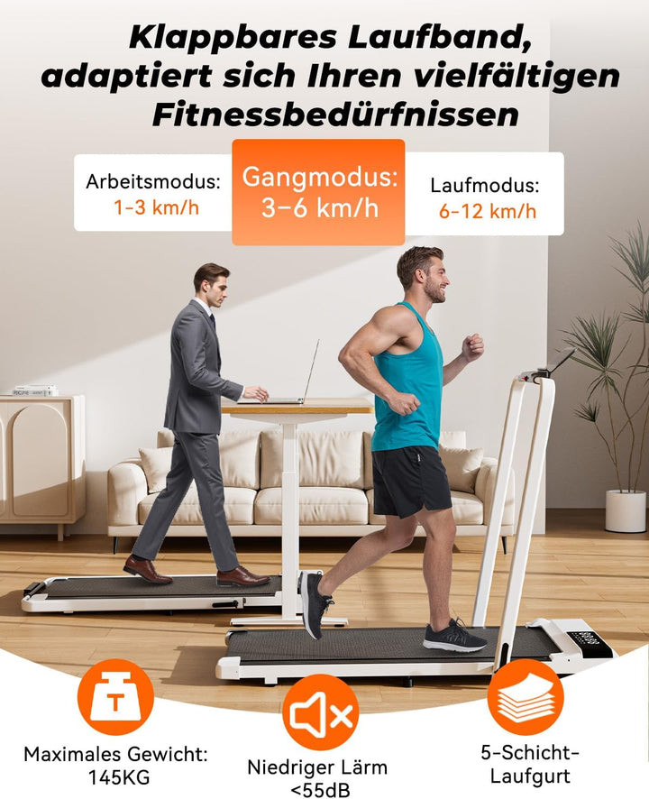 Superun Walking Pad mit Steigung 6% – Laufband für Zuhause max 6km/h & 12km/h mit App und Fernbedien