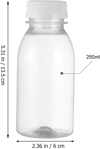 Cabilock 10 Stück 250 ml Milch Flaschen mit Lidsjugs, transparente Töpfe, Saftflaschen aus Kunststof