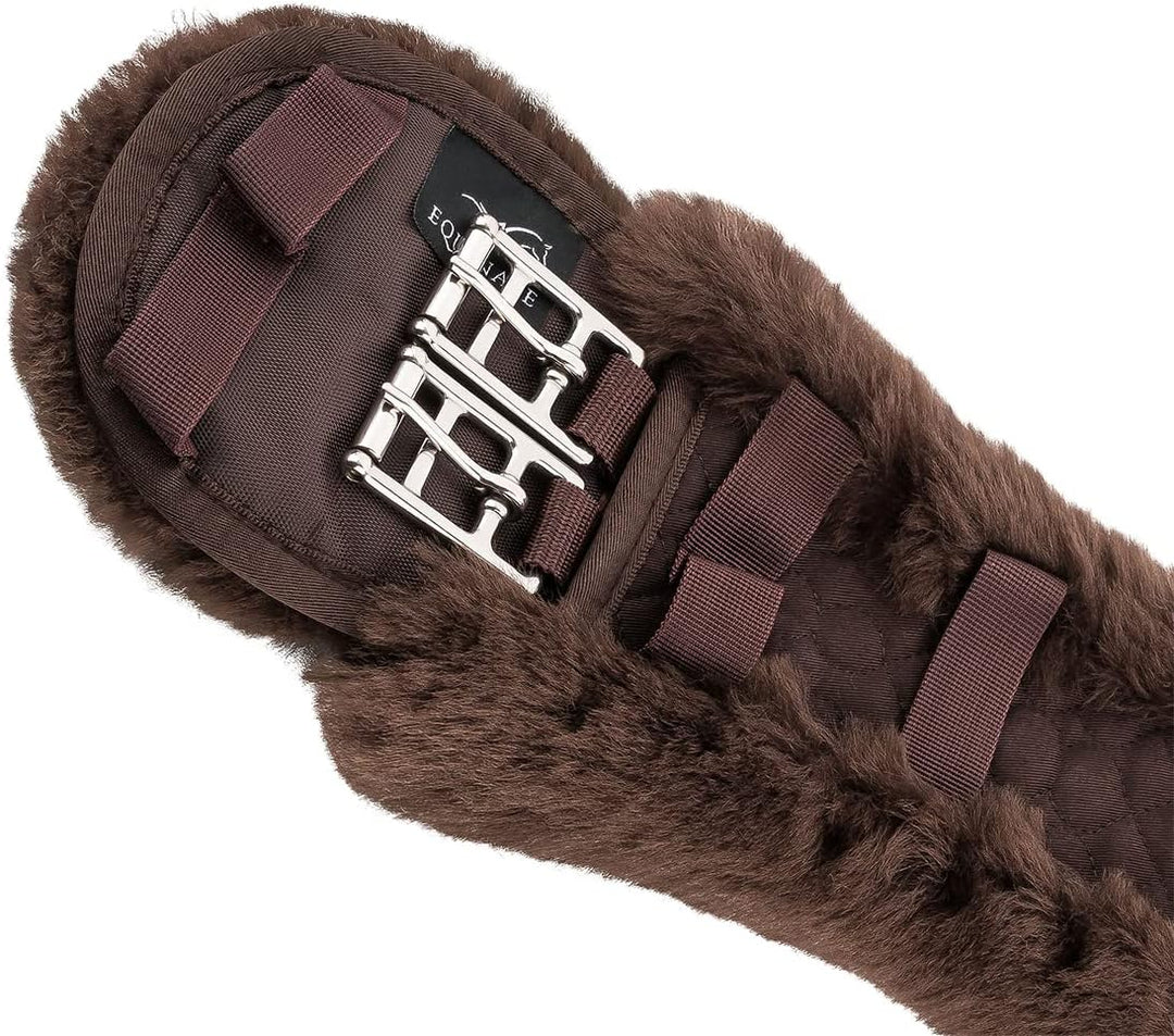 Equinate Sattelgurt Luke mit echtem Lammfell - anatomischer Kurzgurt Bauchgurt Dressurgurt 50 60 70