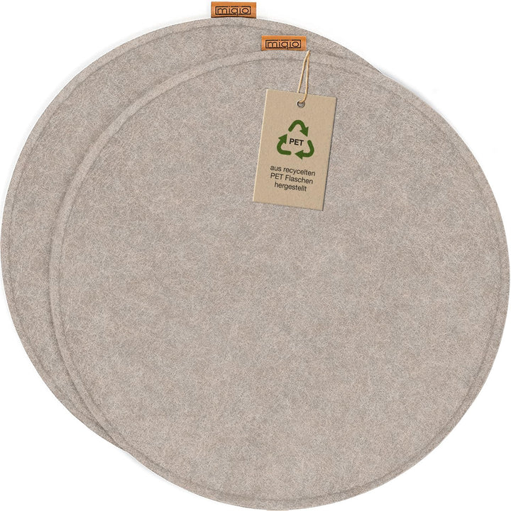 Miqio Design Filz Sitzkissen Rund mit Antirutschnoppen | 35cm | 2er-Set | Indoor und Outdoor | Nachh