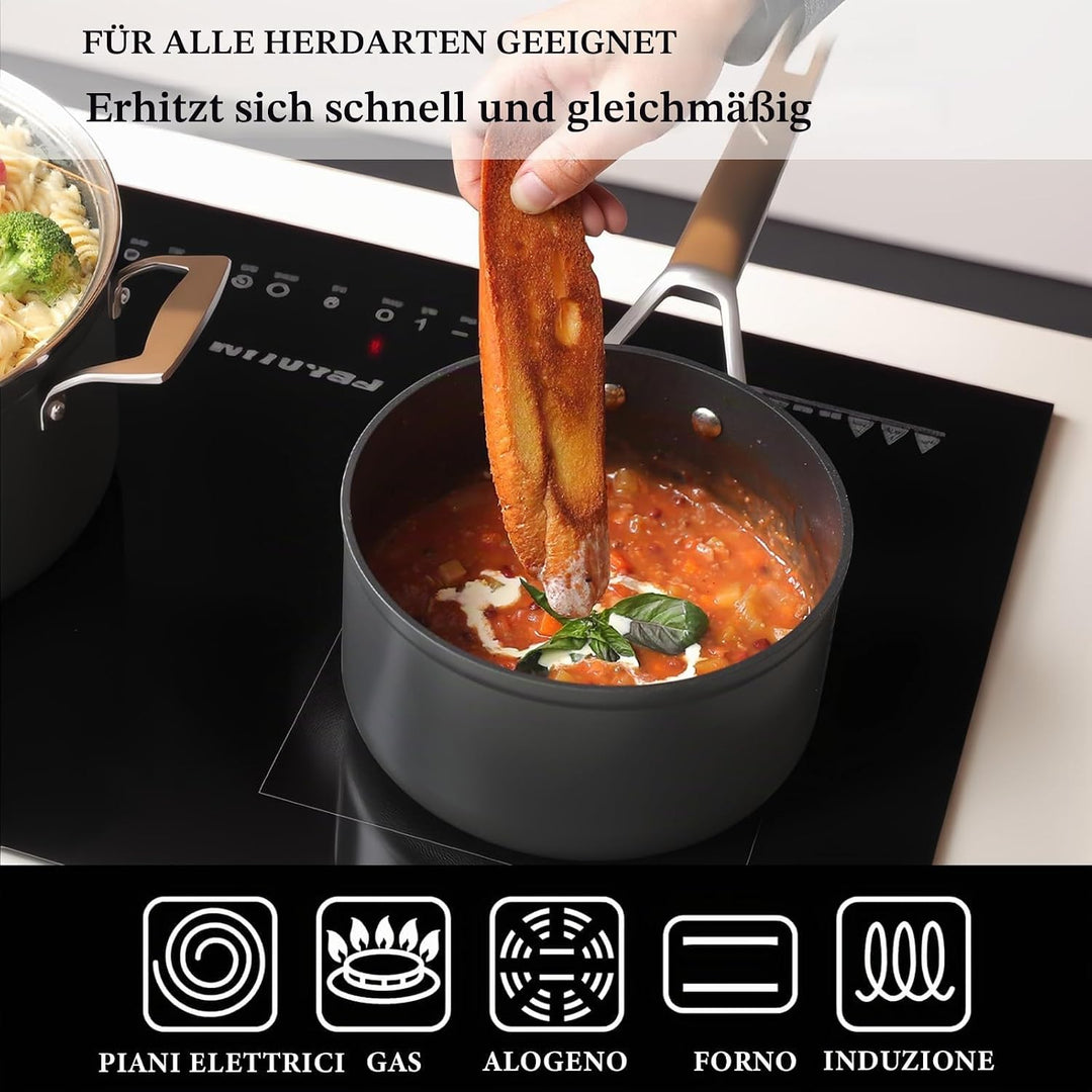 MSMK Kochtopf 16cm, 1.5L Kochtöpfe mit Deckel, Edelstahlgriff, Antihaft Topf Induktion, kratzfest, k