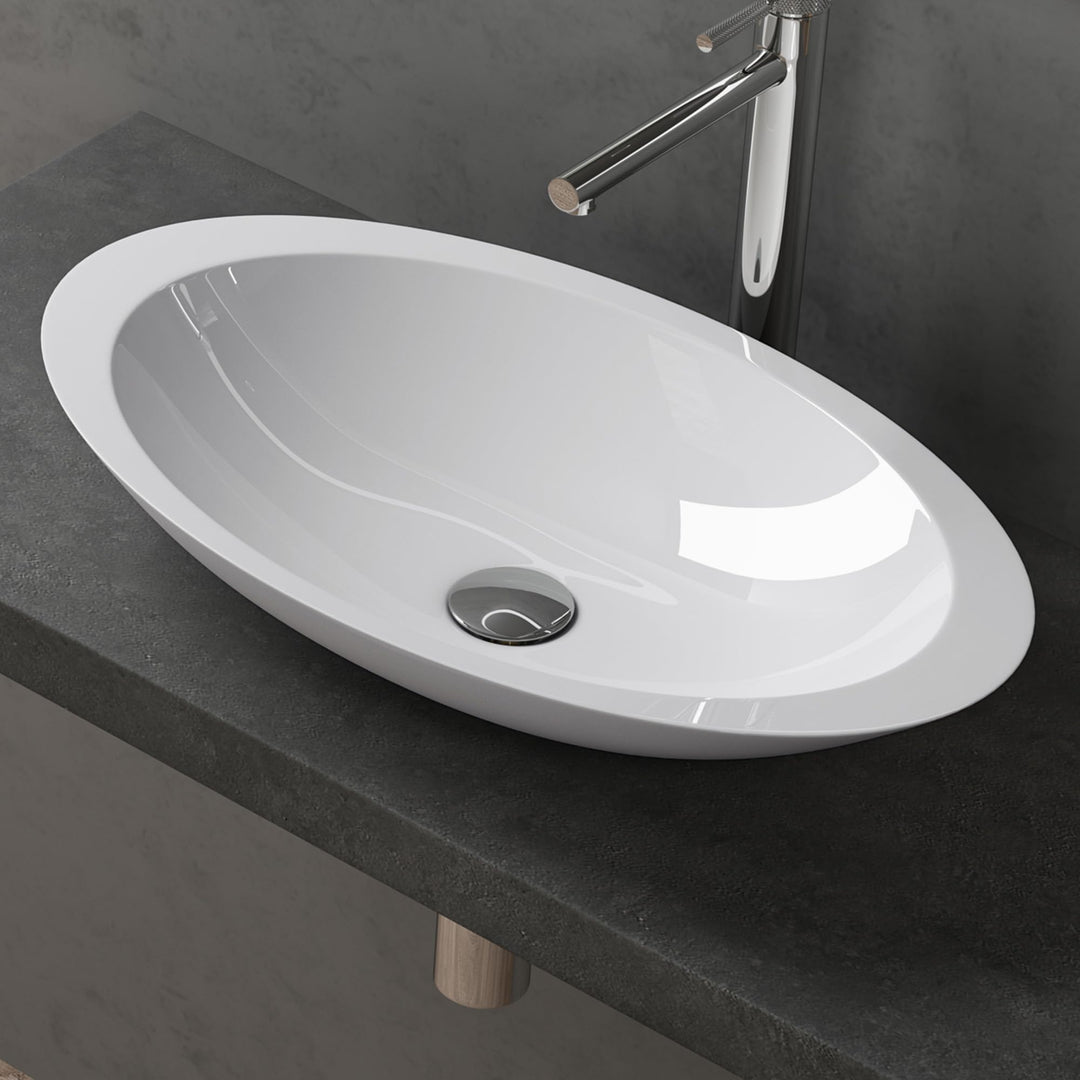 BTH: 59x35x11 cm Design Aufsatzwaschbecken Colossum802, aus Gussmarmor, Waschtisch, Waschplatz, Wasc