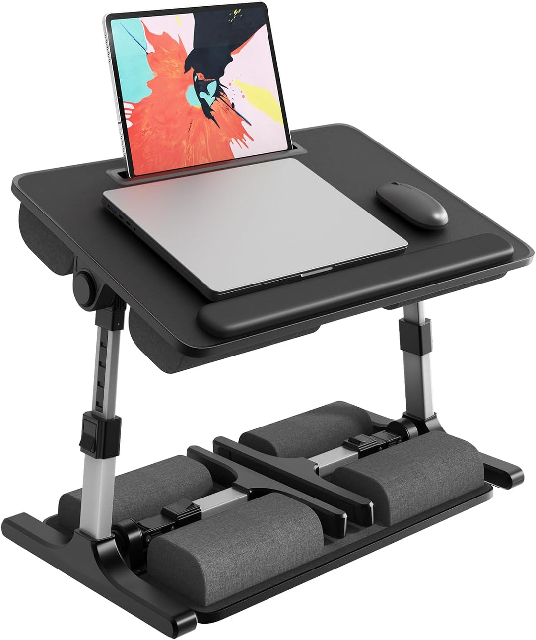 PUTORSEN Laptoptisch fürs Bett - Höhenverstellbar und Winkelverstellbar, 2-in-1 Laptopkissen Klappba