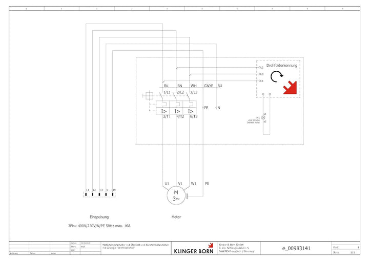 Motorschutzschalter ISKRA MS25 10-16A in Gehäuse mit Drehfelderkennung Drehfelderkennung 16A Nennstr