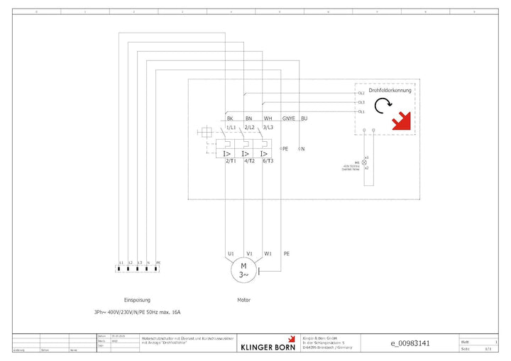 Motorschutzschalter ISKRA MS25 0,25-0,4A in Gehäuse mit Drehfelderkennung Drehfelderkennung 16A Nenn