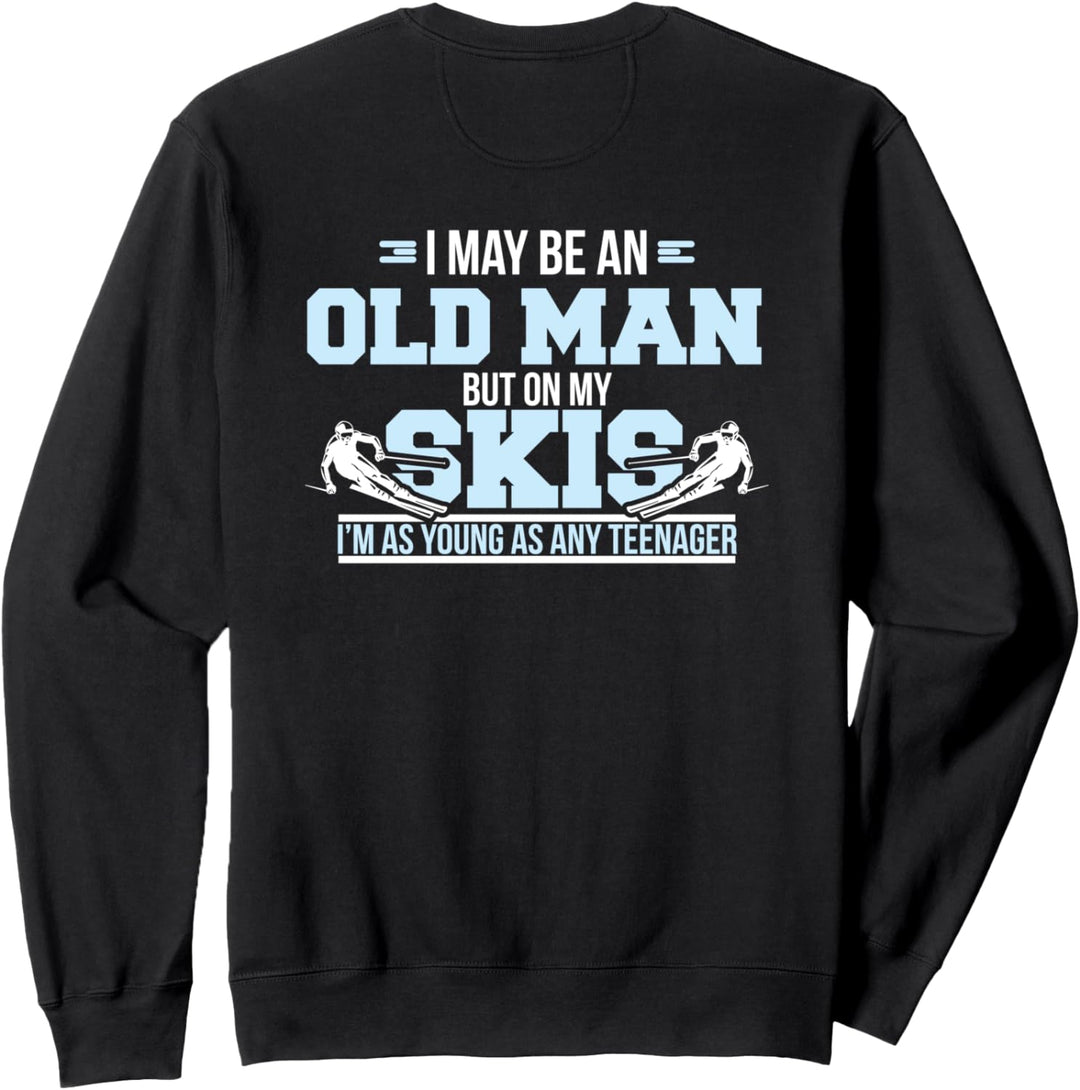 Schnee-Skifahrer, alter Mann auf Ski, lustiges Geschenk Sweatshirt