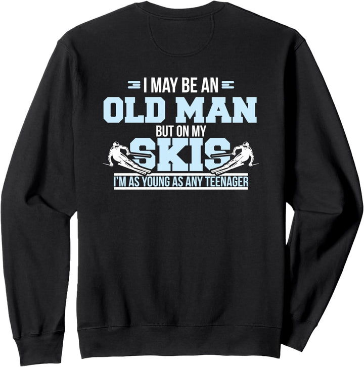 Schnee-Skifahrer, alter Mann auf Ski, lustiges Geschenk Sweatshirt