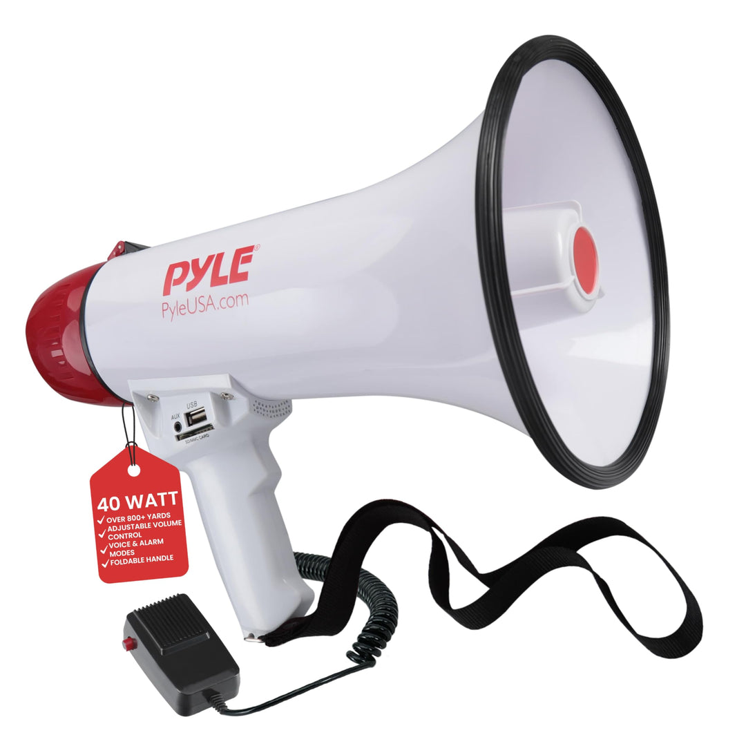 PYLE AUDIO INC Bluetooth Megaphone - PA Megaphone Speaker with Wired Microphone, Siren Alarm Mode, M