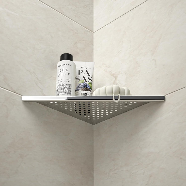 Eck Duschregal, Edelstahl 304 Badezimmerregal aus Stahl mit Gitterdesign für geflieste Wände, Einbau
