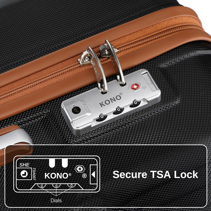 KONO Kofferset Reisekoffer Set Gepäcksets 6 Teilig, Koffer Set mit Beautycase Kosmetikkoffe mit Hand