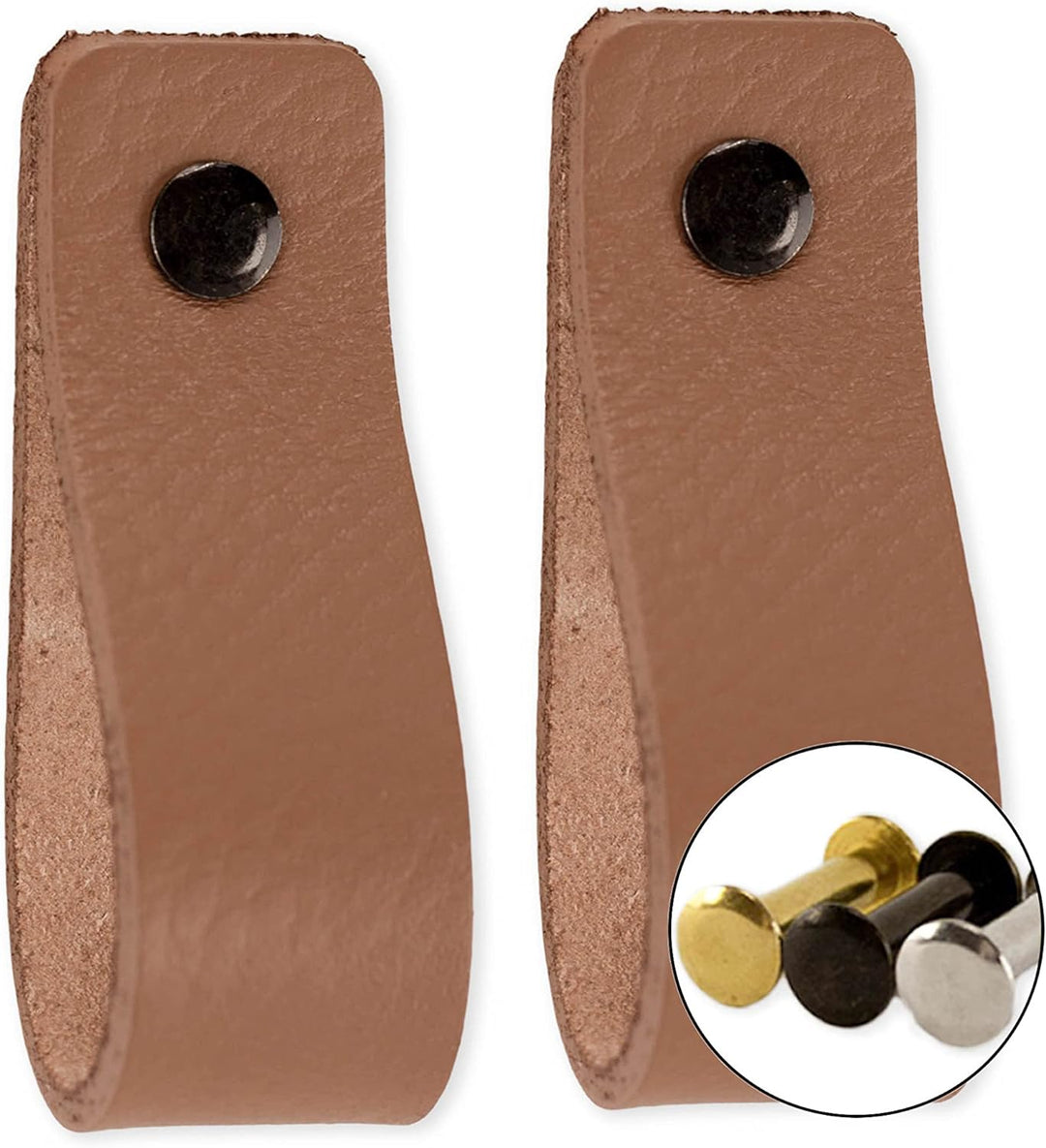 Brute Strength - Ledergriffe für Möbel - Taupe - 6 Stück - 16,5 x 2,5 cm - Schrankgriff, Türgriff fü