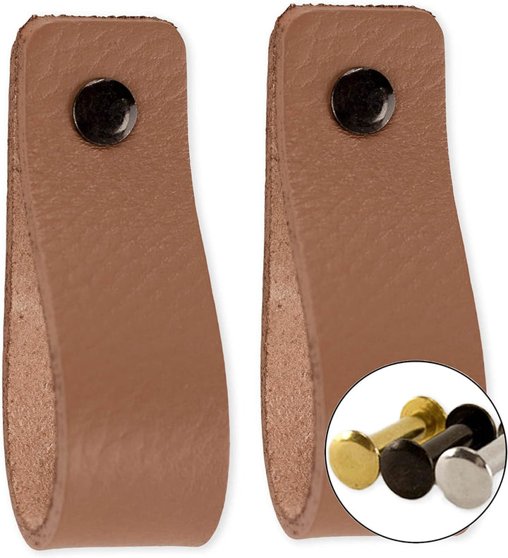 Brute Strength - Ledergriffe für Möbel - Taupe - 6 Stück - 16,5 x 2,5 cm - Schrankgriff, Türgriff fü