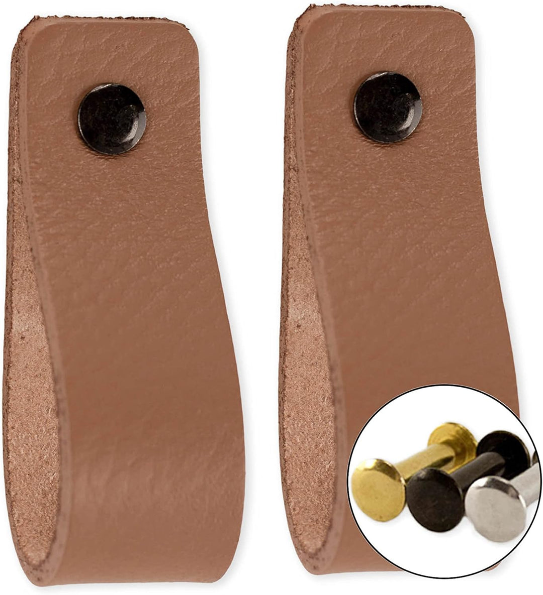 Brute Strength - Ledergriffe für Möbel - Taupe - 4 Stück - 16,5 x 2,5 cm - Schrankgriff, Türgriff fü