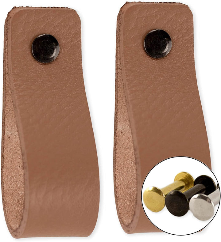 Brute Strength - Ledergriffe für Möbel - Taupe - 4 Stück - 16,5 x 2,5 cm - Schrankgriff, Türgriff fü