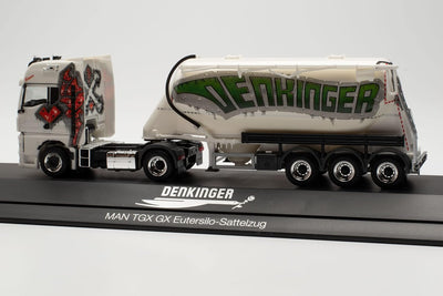 herpa 122221 LKW Modell Man TGX GX Eutersilo-Sattelzug „Denkinger“, originalgetreu im Massstab 1:87,