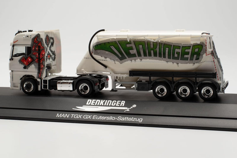herpa 122221 LKW Modell Man TGX GX Eutersilo-Sattelzug „Denkinger“, originalgetreu im Massstab 1:87,