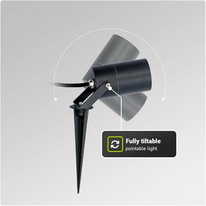 HOFTRONIC - 6er Set Spikey LED Gartenstrahler Aluminium - IP65 Wasserdicht - GU10 Fassung - Dimmbar