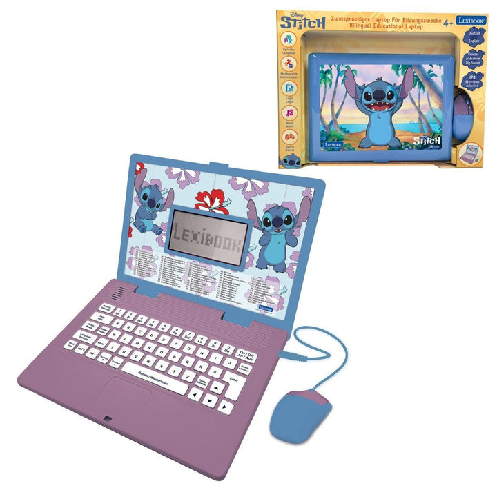 Lexibook, Disney Stitch, zweisprachiger deutsch/englischer Lerncomputer, Spielzeug für Kinder mit 12