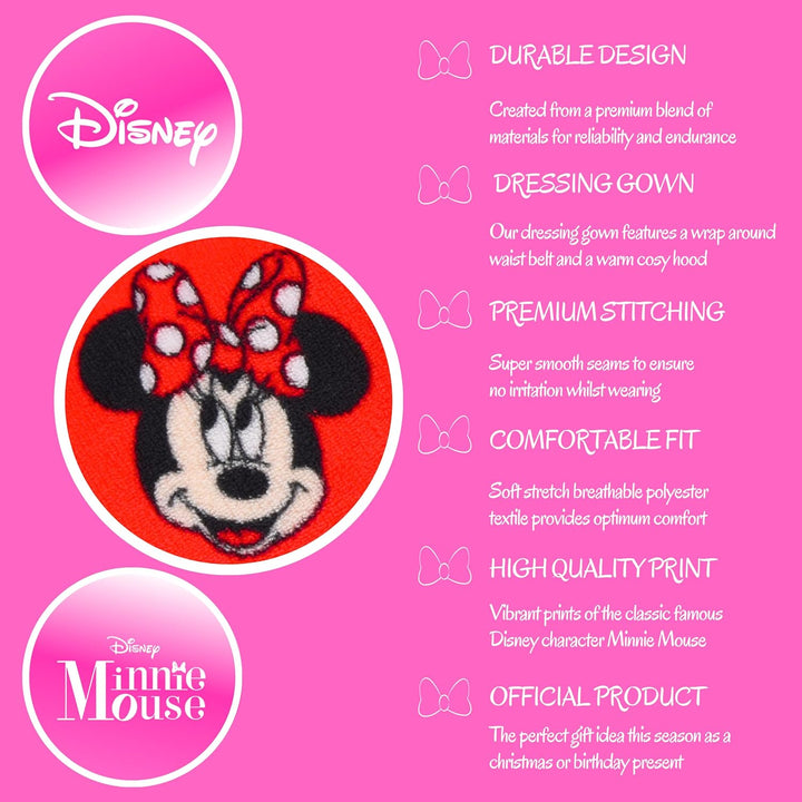 Disney Minnie Mouse Bademantel für Mädchen, Warmer und Weicher Morgenmantel für Kinder, Geschenk für